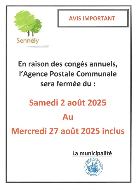 Fermeture de l’agence postale communale