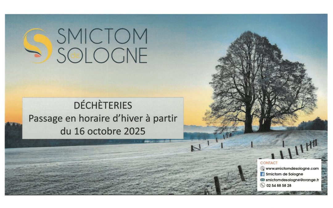 Déchèteries Horaire d’hiver